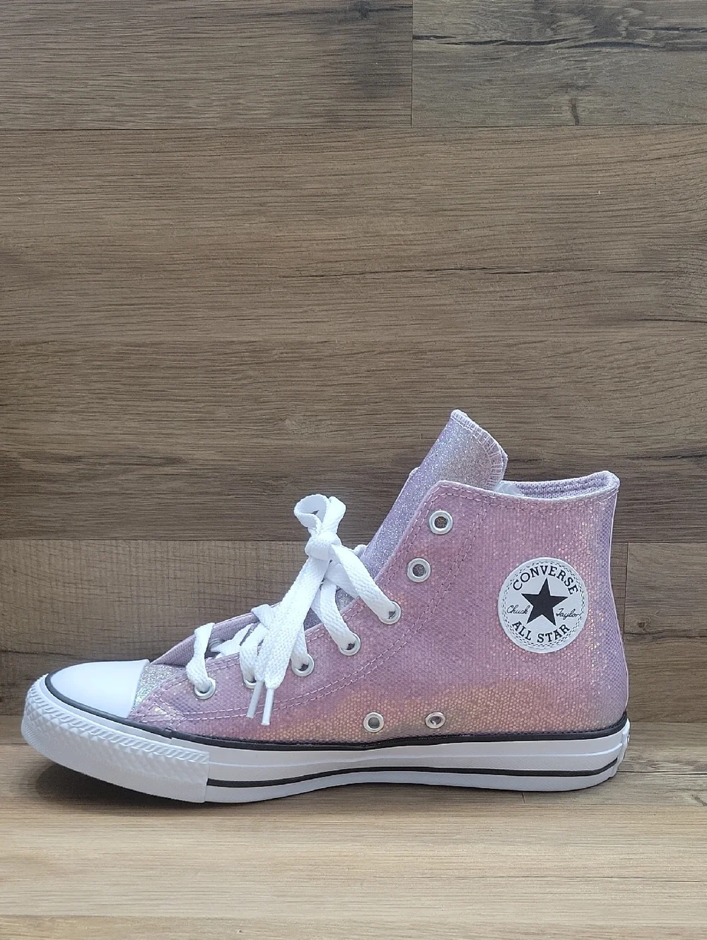 Kids High-Top Glitter Sneakers in Pink